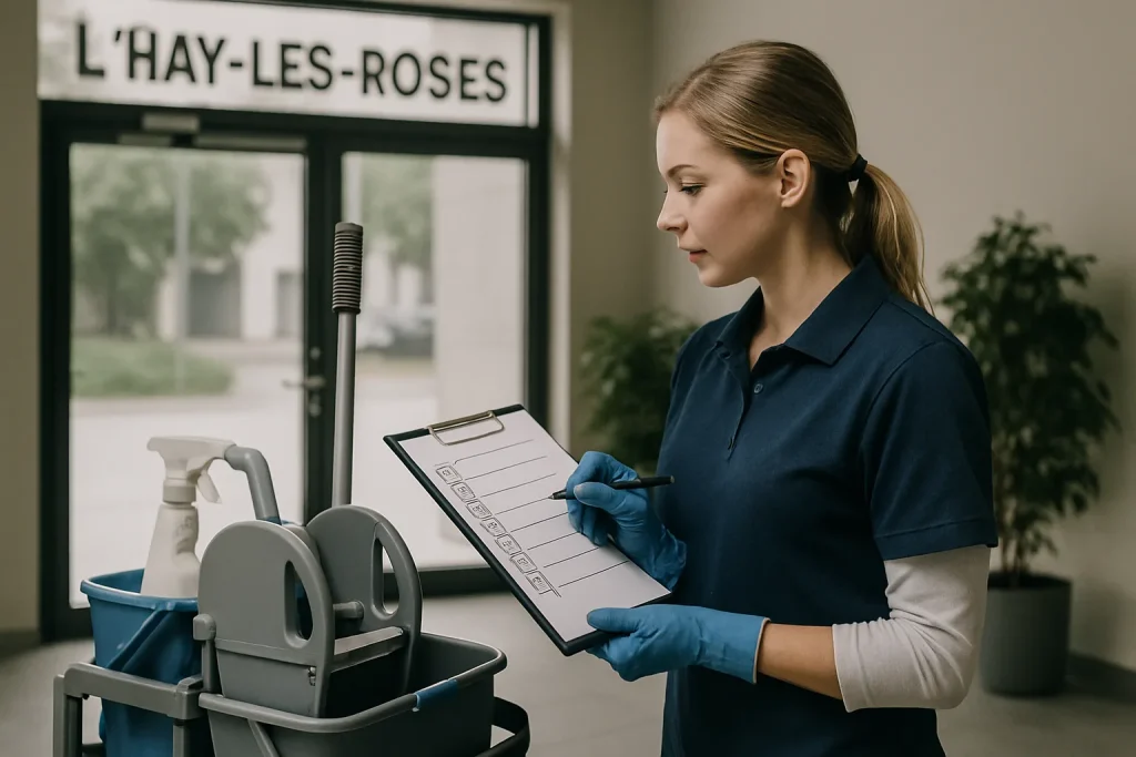 Un technicien de nettoyage en train de nettoyer un appartement à L'HAY-LES-ROSES, utilisant des produits écologiques.