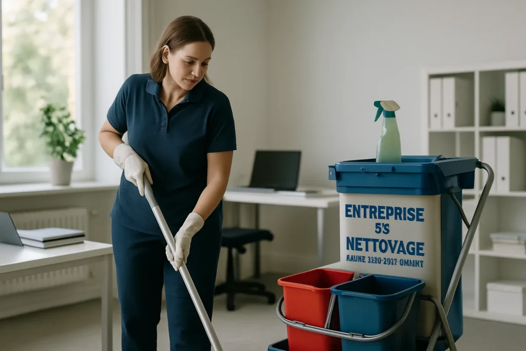 Professionnel de nettoyage intervenant dans un appartement à Ormesson-sur-Marne.