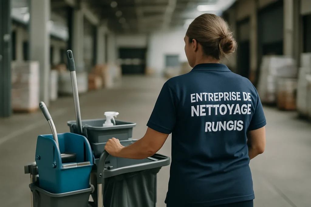 Équipe de nettoyage à Rungis utilisant des équipements modernes dans un appartement.