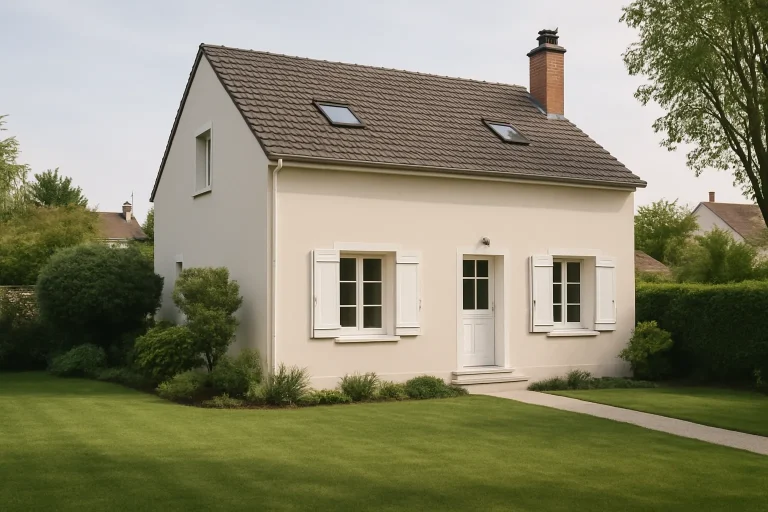 Maison rénovée à Sucy-en-Brie avec jardin, façade repeinte, lumière du jour